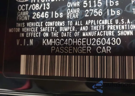 2014 Hyundai Genesis 5.0 R-Spec z USA, uszkodzony, nr VIN KMHGC4DH6EU260430